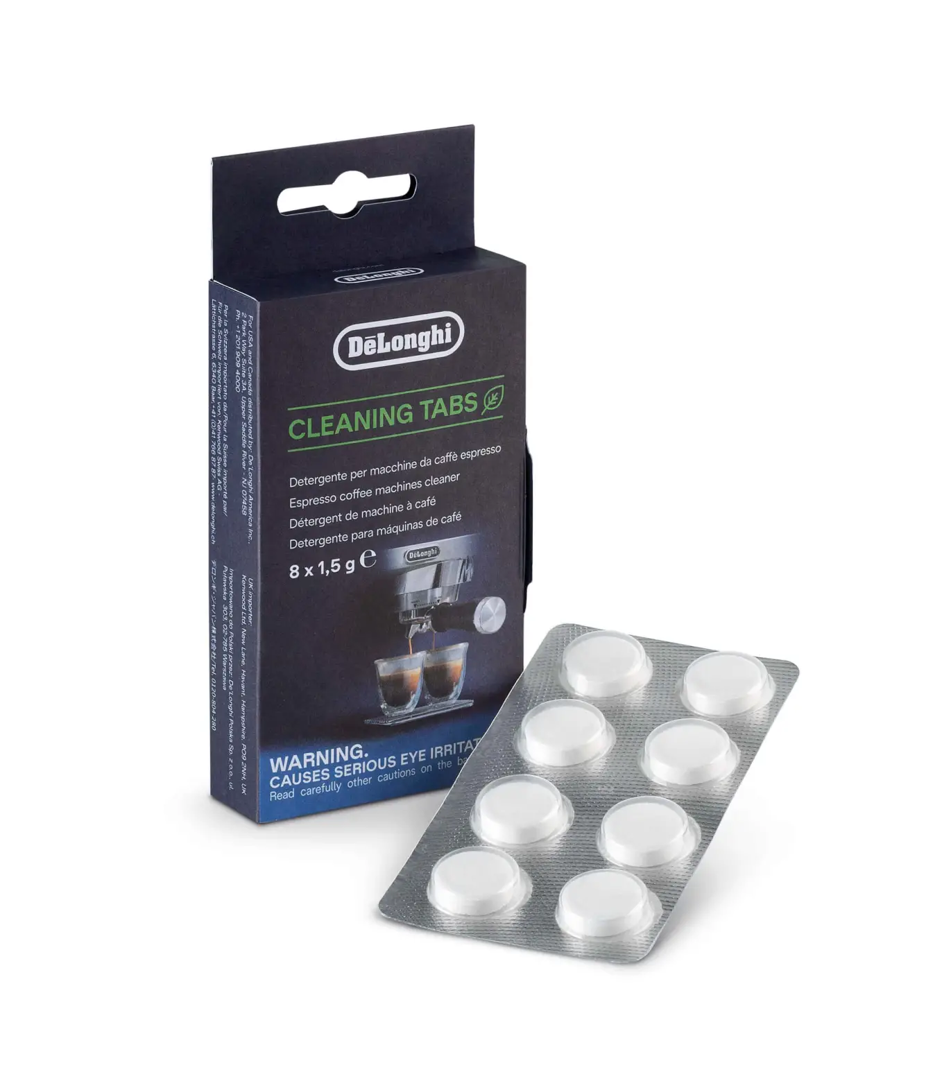 Imagine detaliată a produsului Tablete Delonghi DLSC552 pentru curatarea espressorului de uleiuri si cafea AS00002139. Compatibil cu mai multe modele Delonghi.
