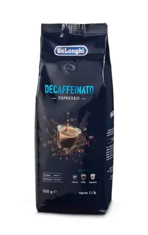 Imagine detaliată a produsului Cafea boabe decafeinizată De’Longhi 500 g AS00000179. Compatibil cu mai multe modele Delonghi.