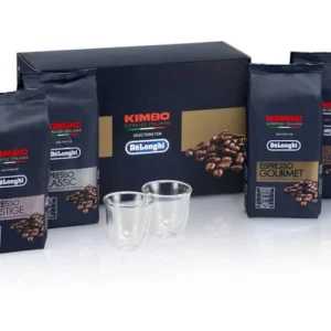 Imagine detaliată a produsului Cafea boabe Kimbo set degustare 4 x 250 Gr+2 pahare 5513282711. Compatibil cu mai multe modele Delonghi.