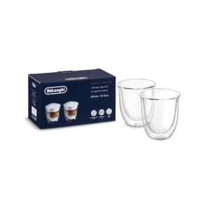 Imagine detaliată a produsului Set pahare elegante pentru cappuccino Delonghi 5513284161. Compatibil cu mai multe modele Delonghi.